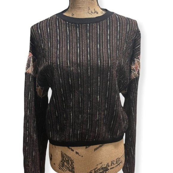 {Urban Outfitters} Crop Metallic Aztec Sweater - Picture 1 of 11